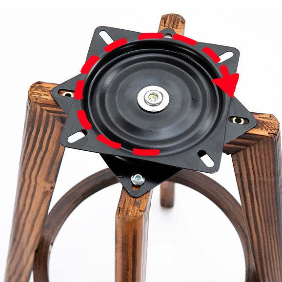Retro Leather Wood Swivel Bar Stool