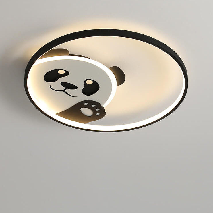 Cartoon Panda Round LED Flush Mount Light