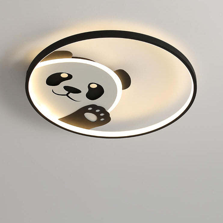 Cartoon Panda Round LED Flush Mount Light
