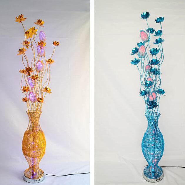 European Vase Flower Aluminum LED Floor Lamp