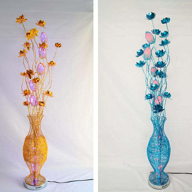 European Vase Flower Aluminum LED Floor Lamp