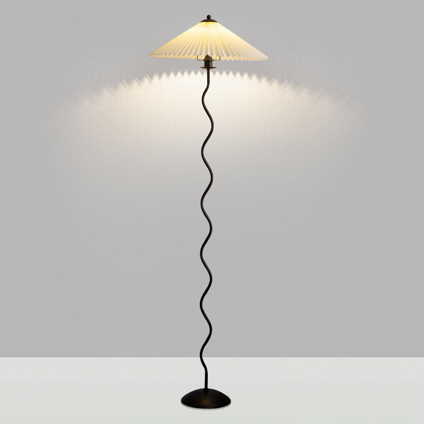 Vintage Pleated Fabric Floor Lamp — 3 Colors Changeable (Warm/Neutral/White) / Green / 220V-240V For UK/AU