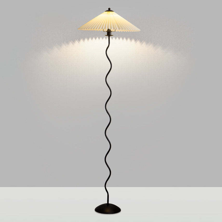 Vintage Pleated Fabric Floor Lamp — 3 Colors Changeable (Warm/Neutral/White) / Green / 220V-240V For UK/AU