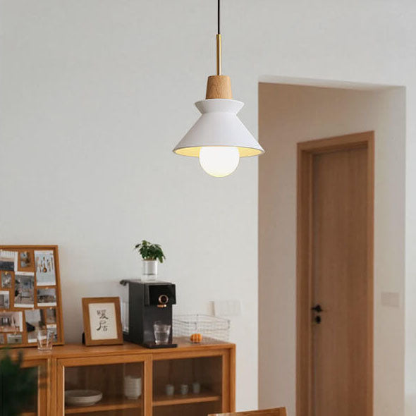 Nordic Macaron Wood Cement Pendant Light