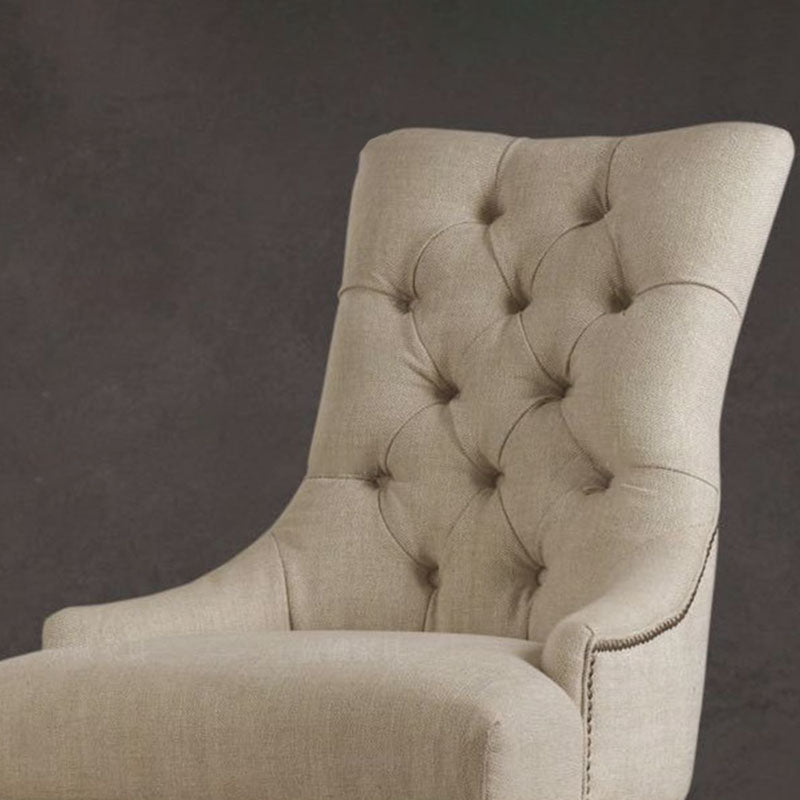 Scandinavian Thick Linen Wood Dining Chair