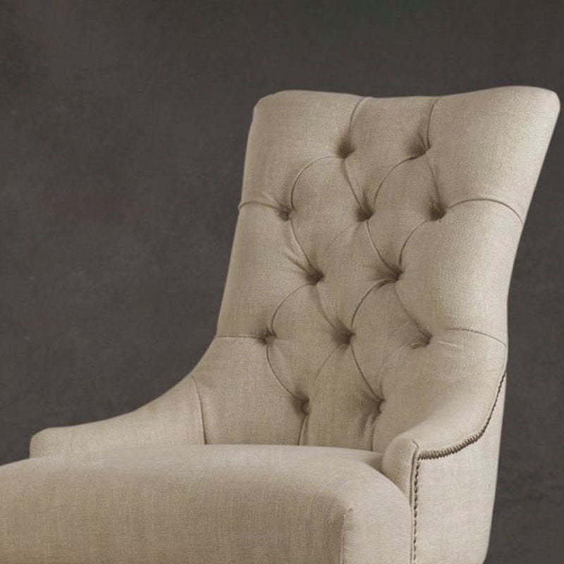 Scandinavian Thick Linen Wood Dining Chair