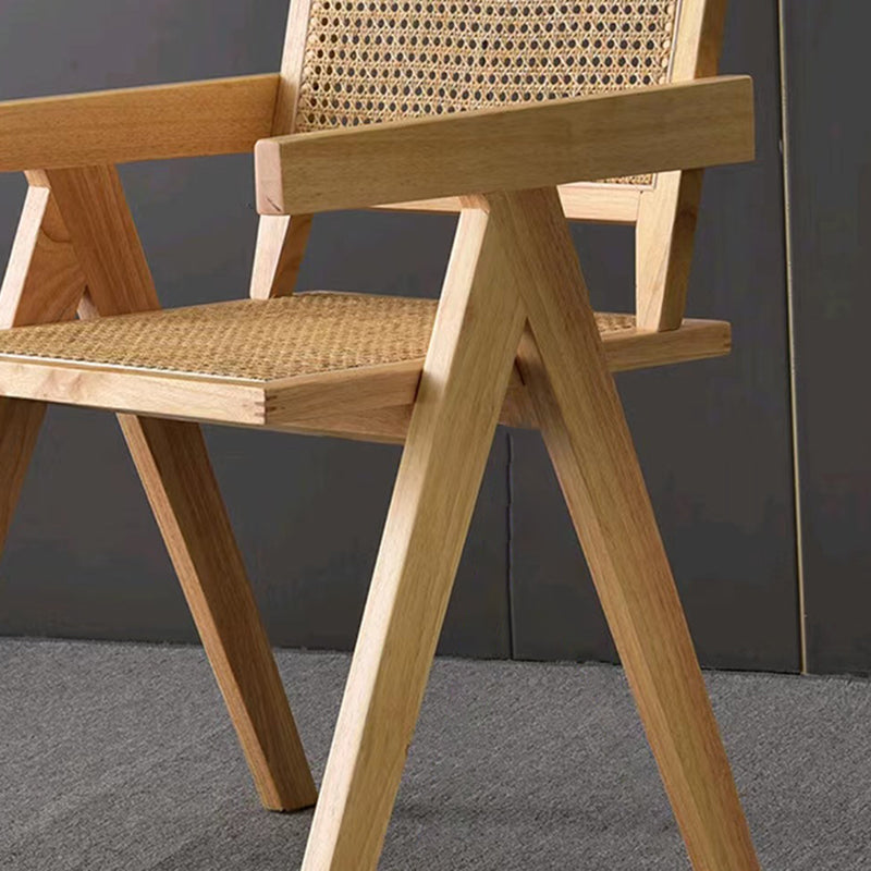 Scandinavian Wood Rattan Armchair