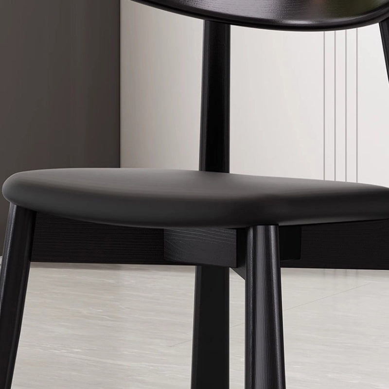 Nordic Upholstered Curved Leather Wood Dining Chair
