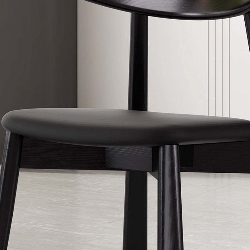 Nordic Upholstered Curved Leather Wood Dining Chair