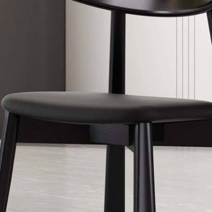 Nordic Upholstered Curved Leather Wood Dining Chair