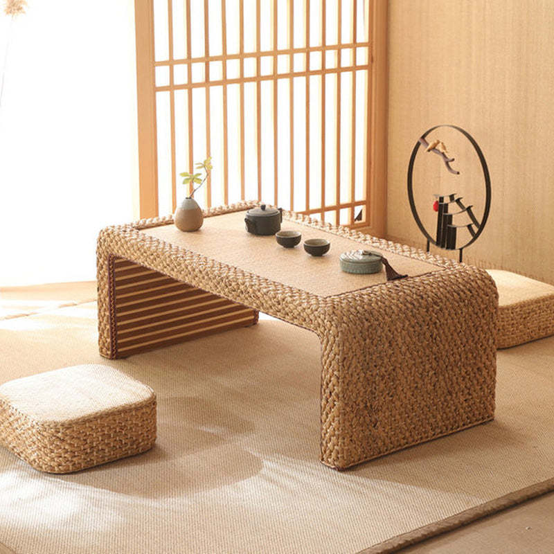 Japanese Rattan Wood Tatami Coffee Table