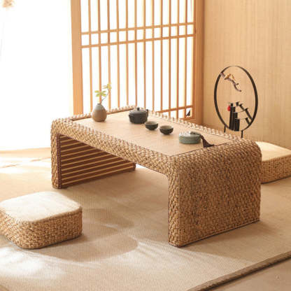 Japanese Rattan Wood Tatami Coffee Table