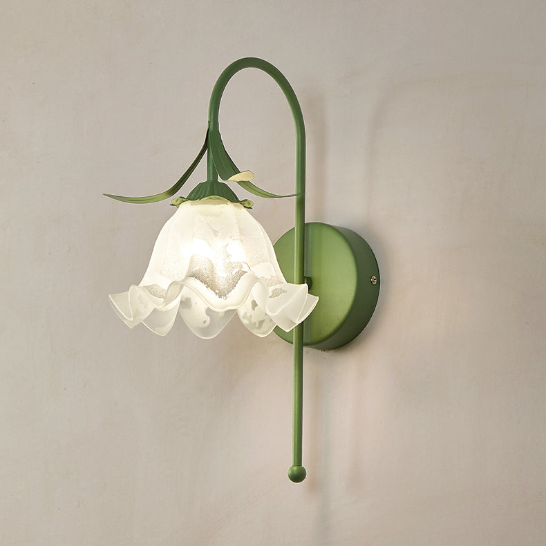 Nordic Vintage Floral Pumpkin Cream Glass Sconce