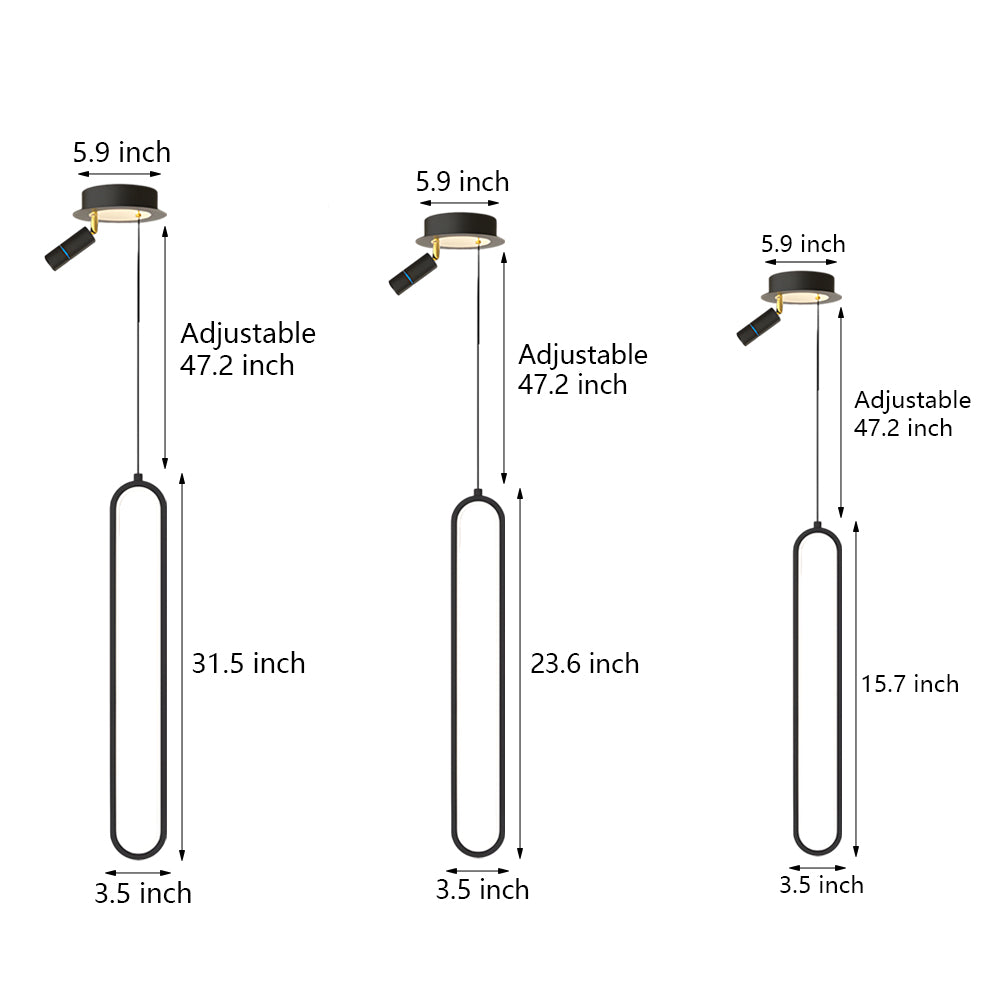 Oval Aluminum LED Dimmable Modern Pendant with Spotlights