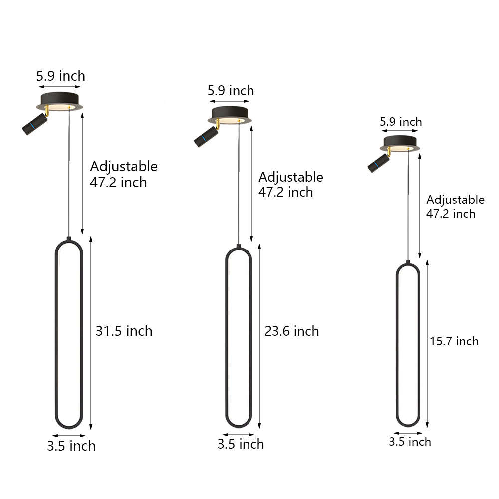 Oval Aluminum LED Dimmable Modern Pendant with Spotlights