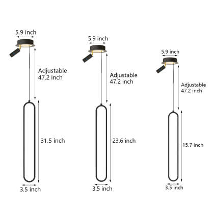 Oval Aluminum LED Dimmable Modern Pendant with Spotlights