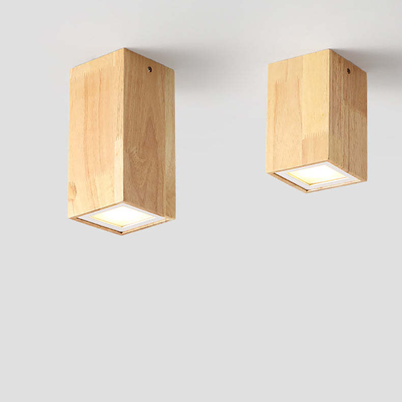 Nordic Wood Tube LED Flush Mount Light