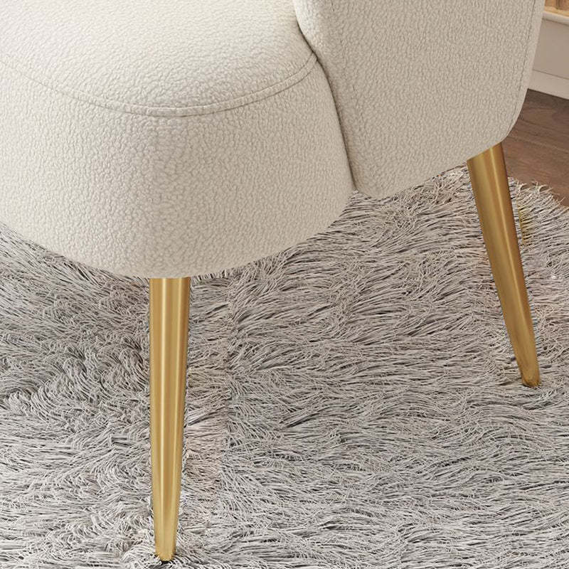 Minimalist Cream Curve Lambswool Vanity Stool — White / Light Gray