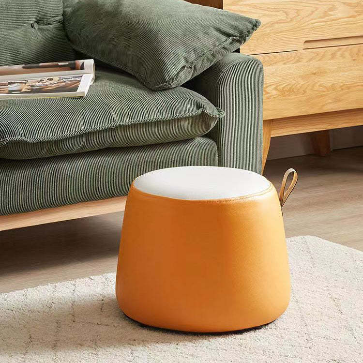 Contemporary Cylinder Fabric Pouf Stool — Short - Gray