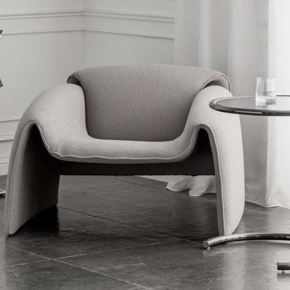 Minimalist Plywood Lambswool Accent Chair — Lambswool - Red