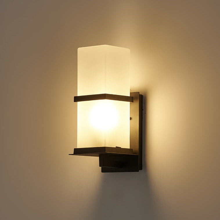 Industrial Column Frosted Glass Outdoor Wall Sconce