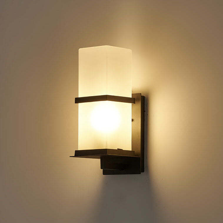 Industrial Column Frosted Glass Outdoor Wall Sconce