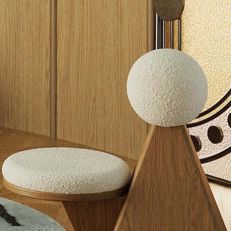 Contemporary Ash Wood Lambswool Lounge Chair