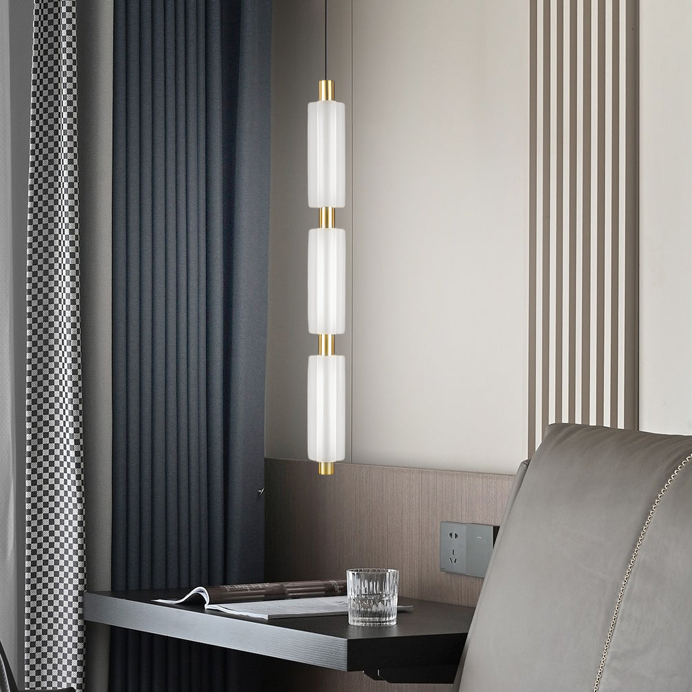 1/2/3-Head Acrylic Cylinder Modern Pendant Light, Gold/Black