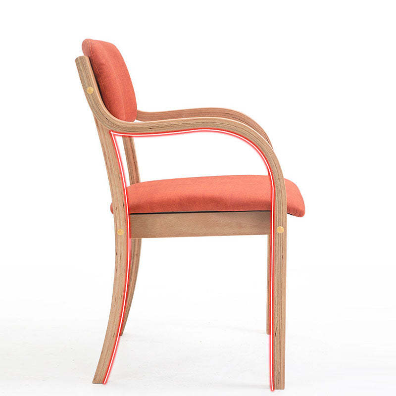 Modern Fabric Wood Curved Dining Chair