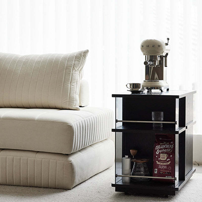Vintage Rectangular Wood Glass 3-Tier Coffee Table