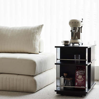 Vintage Rectangular Wood Glass 3-Tier Coffee Table