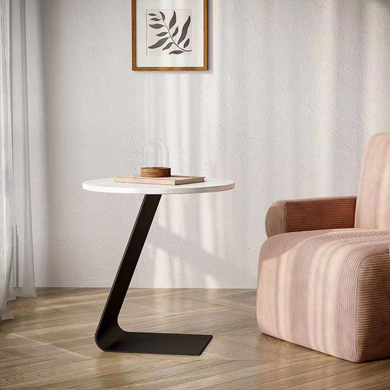 Scandinavian Round Rock Slab Iron Coffee Table