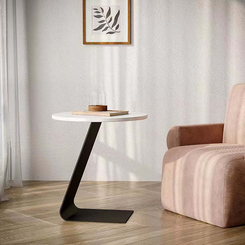 Scandinavian Round Rock Slab Iron Coffee Table