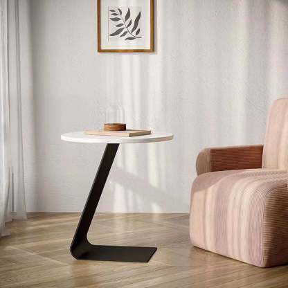 Scandinavian Round Rock Slab Iron Coffee Table