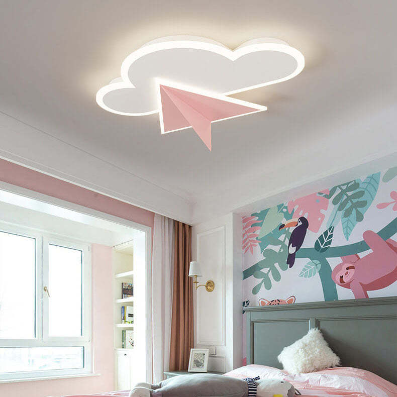 Cartoon Cloud Airplane LED Kids Flush Mount Light
