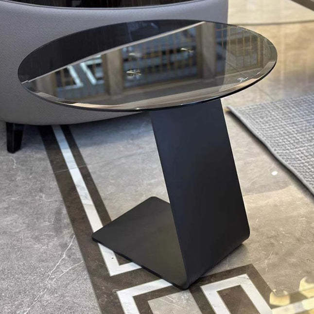 Modern Round Steel Glass Side Table