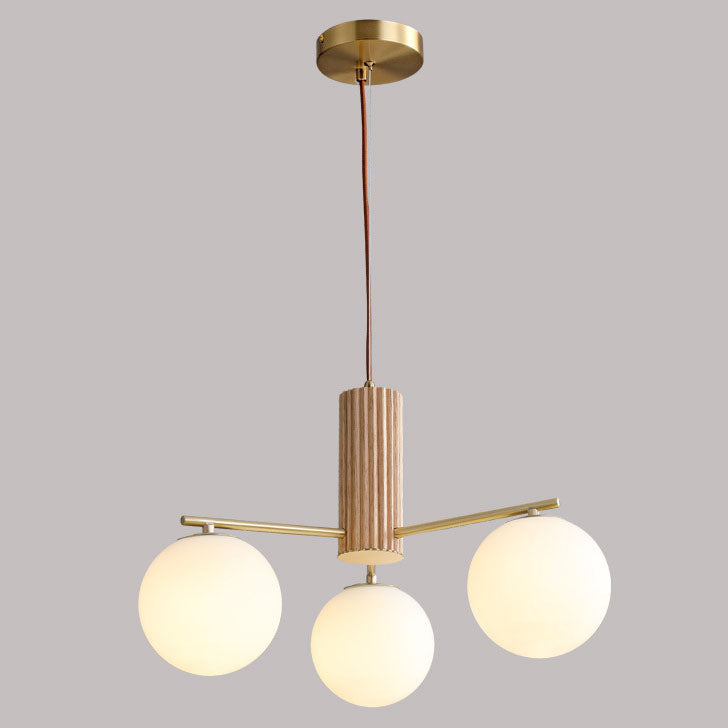 Lighom sphere glass chandeliers for bedroom — Black Walnut / 3-Light / 220V-240V (UK/AU)