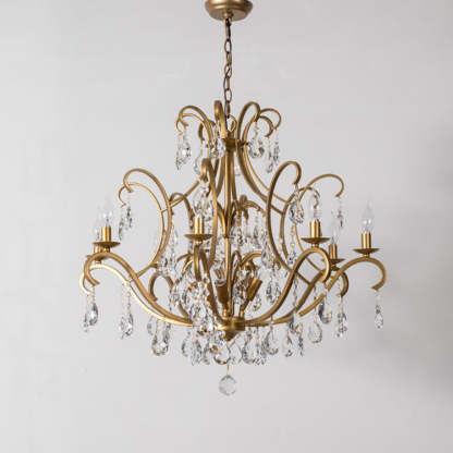 French Candelabra Round Crystal Iron Chandelier