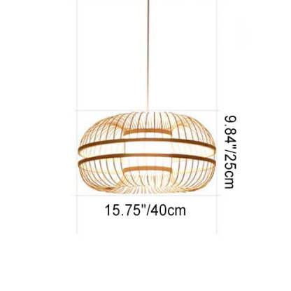 Japanese Bamboo Drum Pendant Light — 220V-240V For UK/AU