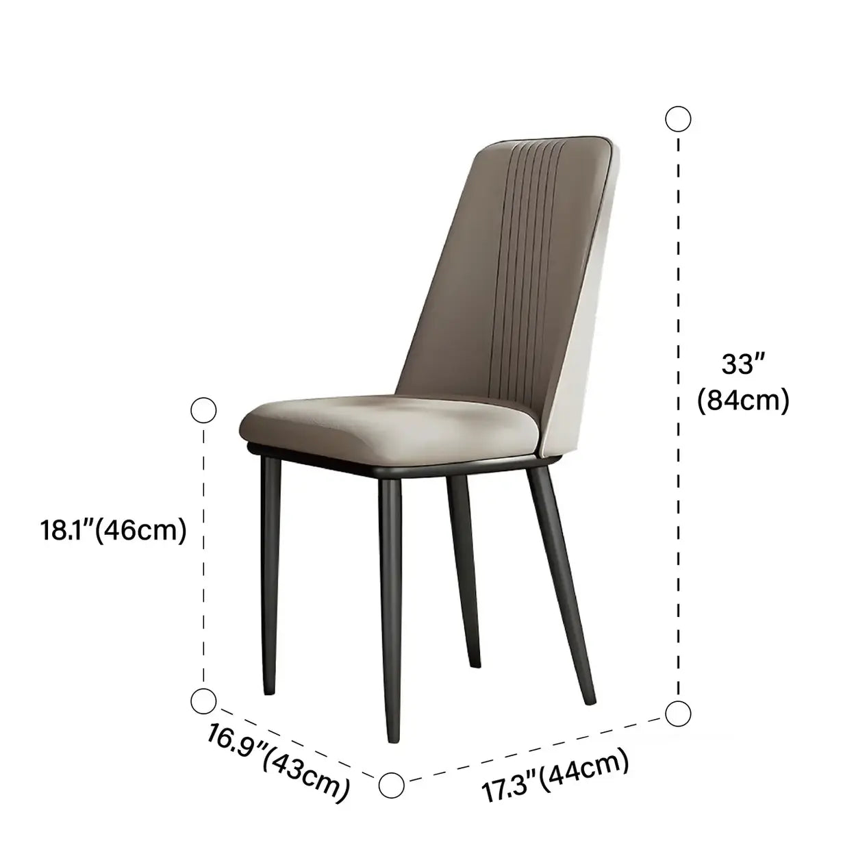 Modern Faux Leather Metal Leg Armless Dining Chair Set of 2 #size