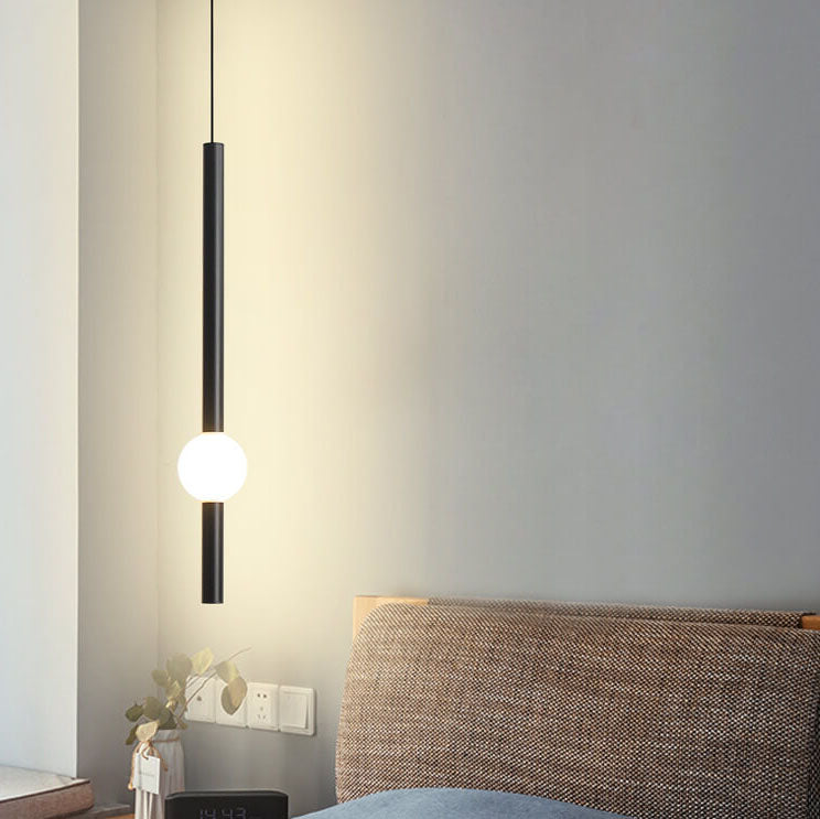 Yellow metal long cylinder pendant lighting - minimalist — Warm White (3000K) / 220V-240V (UK/AU)