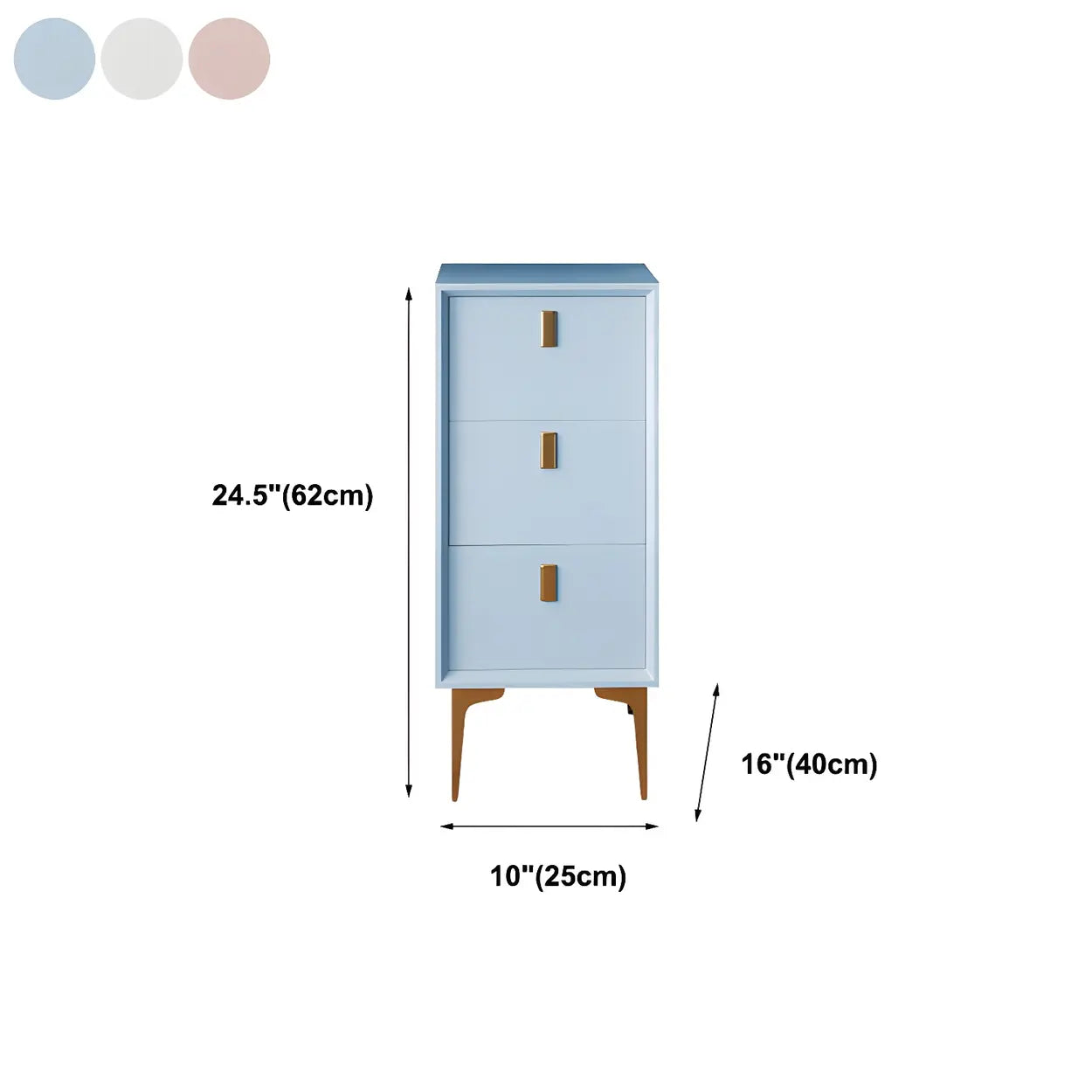 White Vertical Solid Wood Semainier with Drawers #size