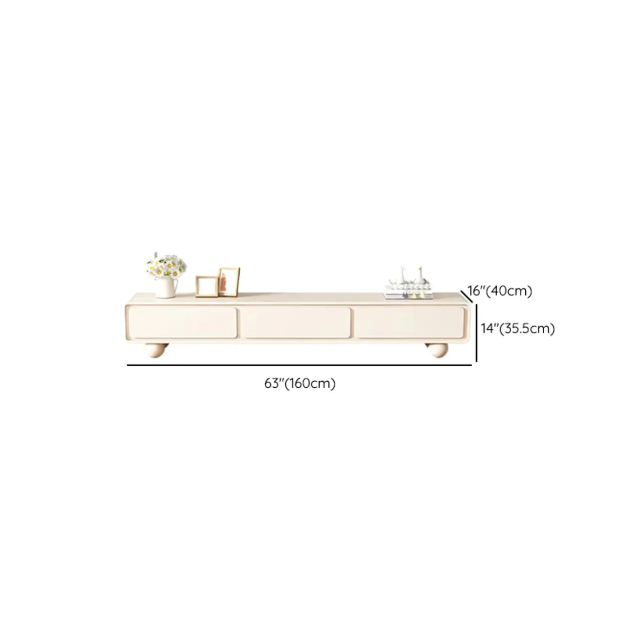White Wood Rectangular TV Stand with Drawers
