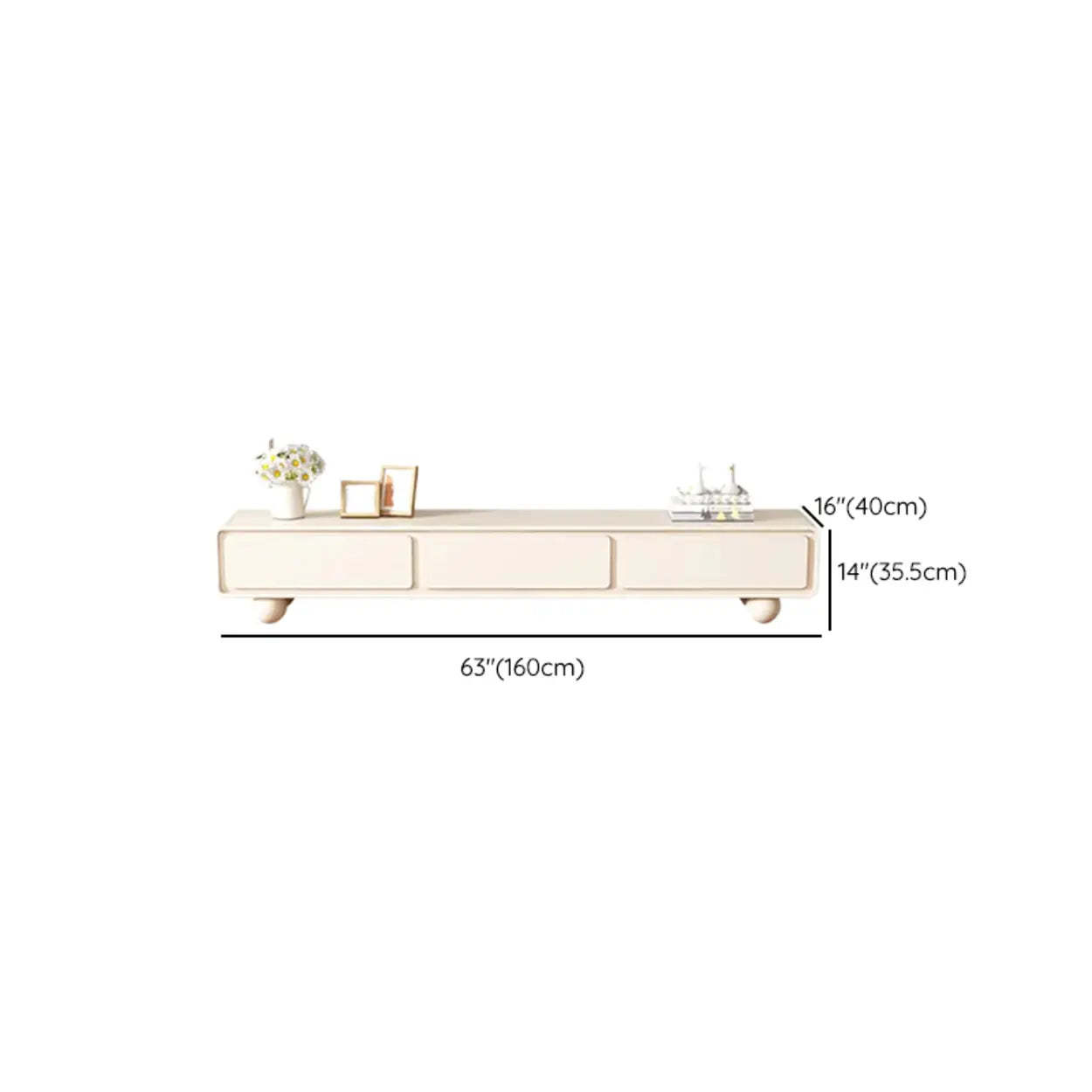 White Wood Rectangular TV Stand with Drawers