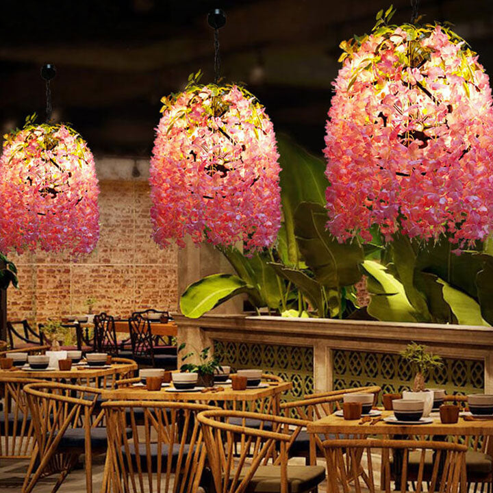 Industrial flower colorful blue metal chandeliers, Lighom — 13.78" W x 13.78" H / Pink / 220V-240V (UK/AU