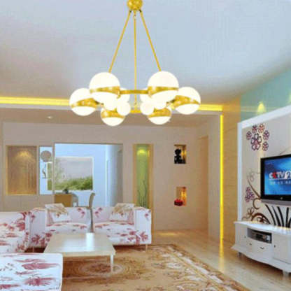 Modern Gold Wrought Iron Glass Ball Chandelier