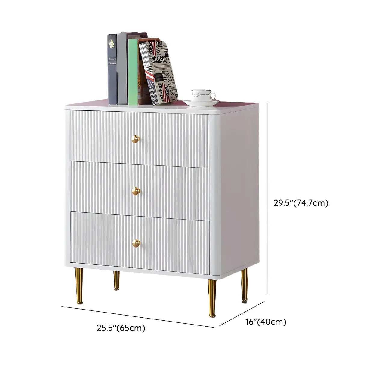 Modern White Wood Brass Handle Dresser