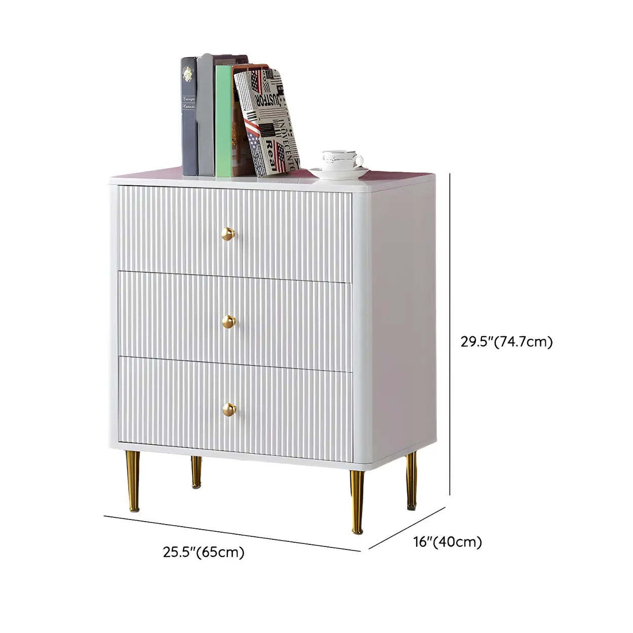 Modern White Wood Brass Handle Dresser