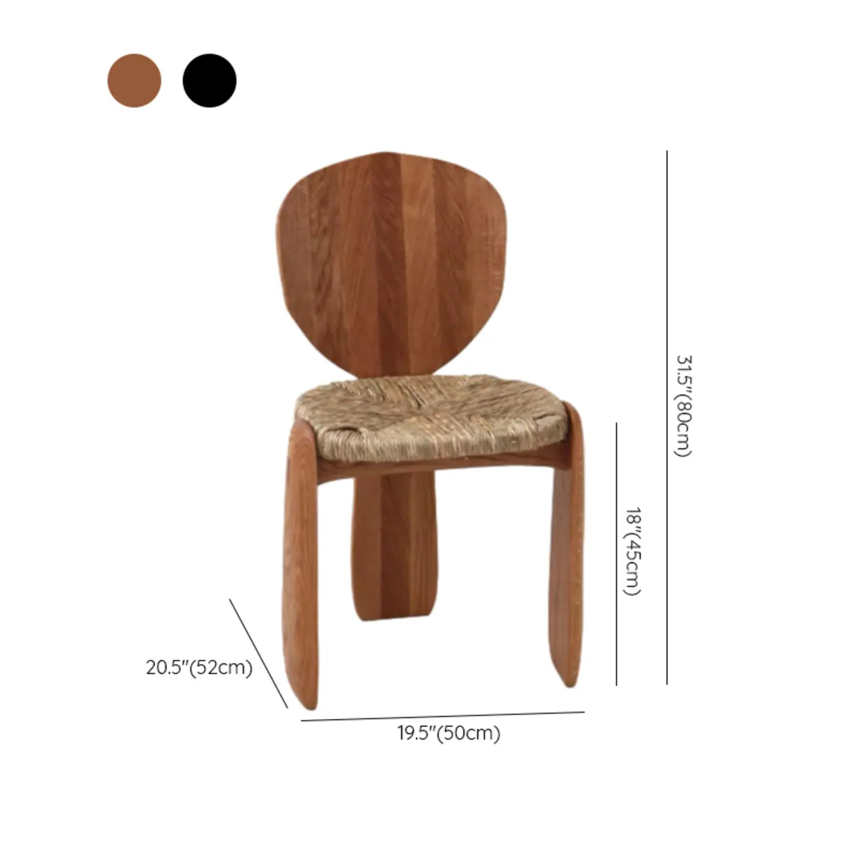 Braided Rope Three-Leg Armless Wood Dining Chair