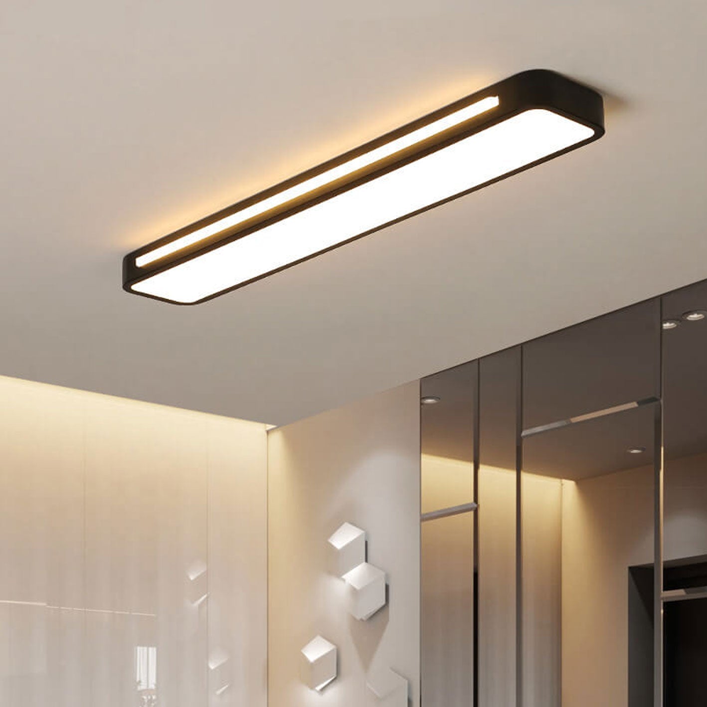Nordic Minimalist Long LED Flush Mount Light